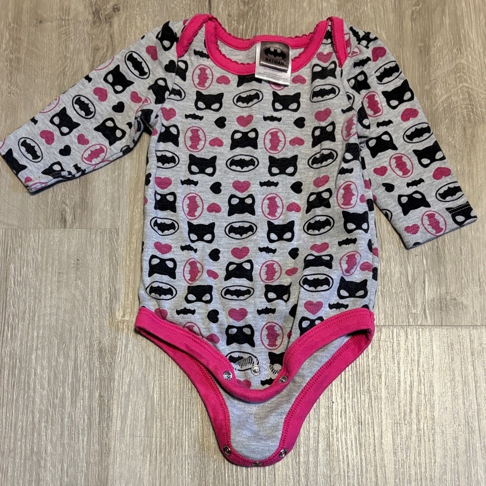 Batman Gray and Pink Kids Bodysuit